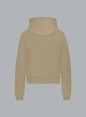 EMBOSSED LOGO ZIP THROUGH HOODIE BEIGE