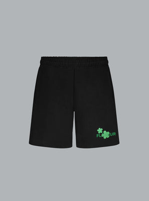 ORGANIC FLOWER LOGO SWEATSHORTS BLACK
