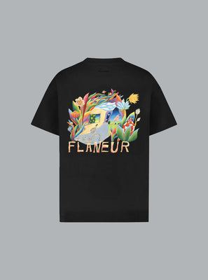 PASSAGE OF TIME PRINT T-SHIRT BLACK