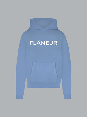 PRINTED LOGO WASHED HOODIE BLUE