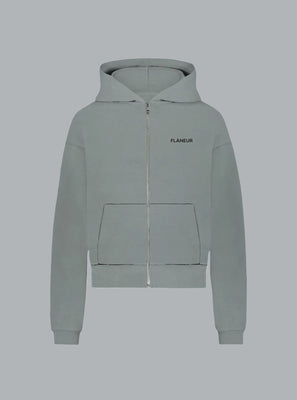 LOGO ZIP THROUGH HOODIE GREY