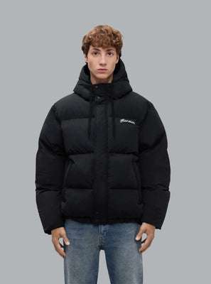 SIGNATURE LOGO PUFFER JACKET Black