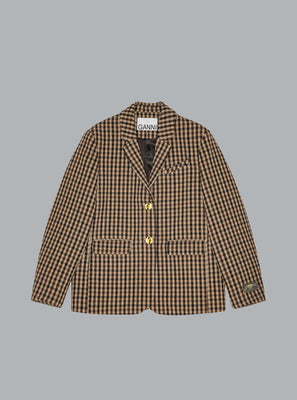 CHECK WOOL MIX OVERSIZED SINGLE BREASTED BLAZER