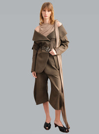 Light Wool Melange Open Collar Blazer