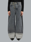 Rigid Denim Double Fly Baggy Jeans