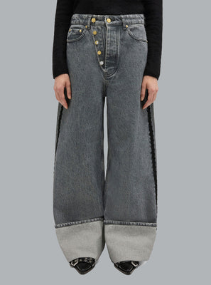 Rigid Denim Double Fly Baggy Jeans