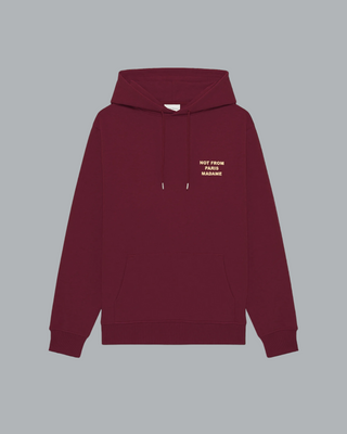 SLOGAN PRINT HOODIE BURGUNDY