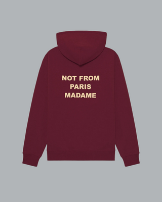SLOGAN PRINT HOODIE BURGUNDY