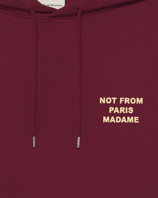 SLOGAN PRINT HOODIE BURGUNDY