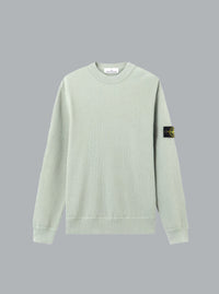 RIBBED SOFT ORGANIC COTTON CREW NECK SAGE
