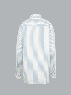 MONCLER STRIPED LOGO SHIRT Light Blue WOMEN