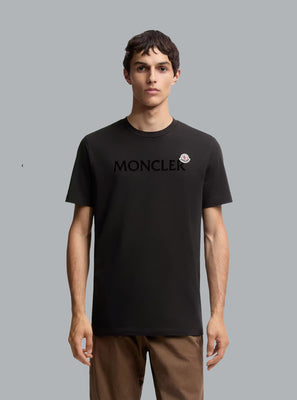 MONCLER FLOCKED LOGO T-SHIRT Black MEN