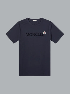 MONCLER FLOCKED LOGO T-SHIRT Navy MEN