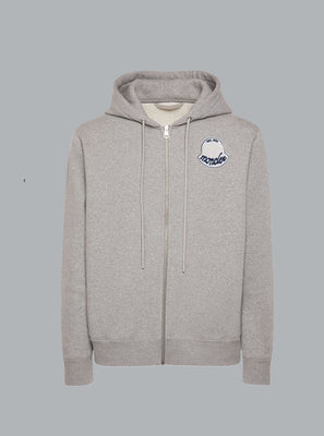 MONCLER LOGO ZIP THROUGH HOODIE Light Grey MEN