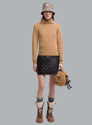 MONCLER LOGO TURTLE NECK Beige WOMEN