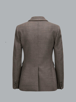 POWO DOUBLE BREASTED BLAZER BROWN