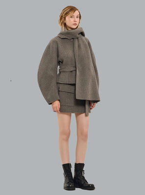 LEAK DOUBLE FACE SCARF JACKET