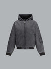 HOODED WASHED BOMBER JACKET BLACK