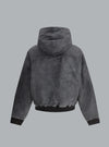 HOODED WASHED BOMBER JACKET BLACK