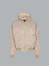 HOODED WASHED BOMBER JACKET BEIGE
