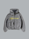SCRIPT LOGO ZIP THROUGH HOODIE DARK GREY