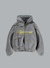 SCRIPT LOGO ZIP THROUGH HOODIE DARK GREY