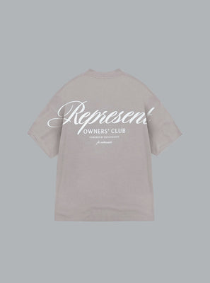 OWNERS CLUB SCRIPT LOGO T-SHIRT LIGHT GREY
