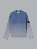 T-shirt met ronde hals van katoenen chenille met kleurverloopprint, donkerblauw.