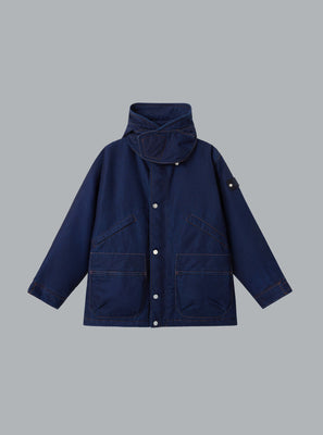 INDIGO POLYPROPYLENE DENIM LIGHT-RINSED PARKA