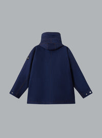Indigo polypropyleen denim parka met lichte wassing