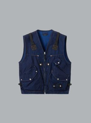 INDIGO POLYPROPYLENE DENIM LIGHT-RINSED VEST