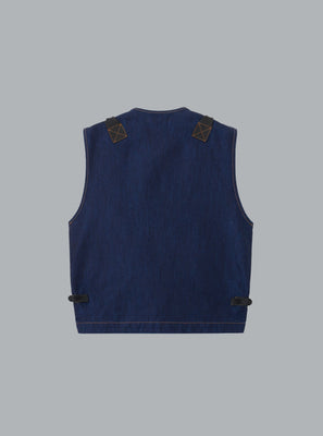 INDIGO POLYPROPYLENE DENIM LIGHT-RINSED VEST