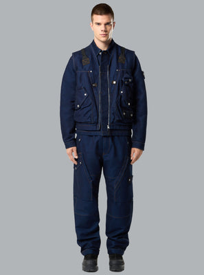 INDIGO POLYPROPYLENE DENIM LIGHT-RINSED VEST