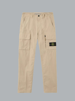 CANVAS WEAVE COTTON TROUSERS DESERT