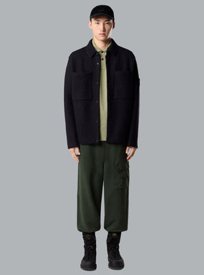 FELTED RWS WOOL CARDIGAN BLACK