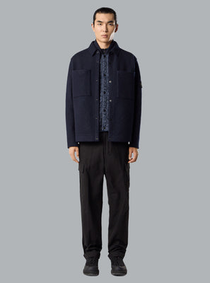 FELTED RWS WOOL CARDIGAN NAVY BLUE