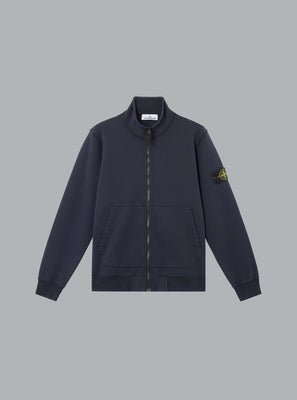 ORGANIC COTTON FLEECE ZIP UP CARDIGAN NAVY BLUE