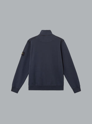 ORGANIC COTTON FLEECE ZIP UP CARDIGAN NAVY BLUE