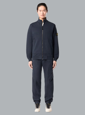 ORGANIC COTTON FLEECE ZIP UP CARDIGAN NAVY BLUE