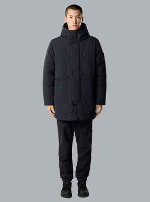 MICRO TWILL LONG PARKA BLACK