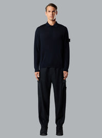 S.I. GHOST LIGHT PURE RWS WOOL POLO SHIRT NAVY BLUE