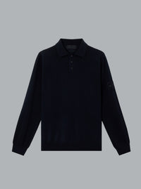 S.I. GHOST LIGHT PURE RWS WOOL POLO SHIRT NAVY BLUE