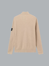 RIBBED SOFT ORGANIC COTTON CARDIGAN DESERT SAND