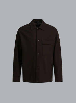 WOOL NYLON FLANNEL_STONE ISLAND GHOST SHIRTS DARK BROWN