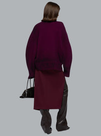 SPRAYED WOOL CASHMERE CREWNECK BURGUNDY