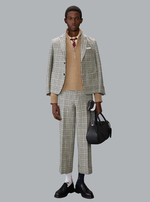 MERINO WOOL INTARSIA GEESE HALF ZIP MOCK NECK