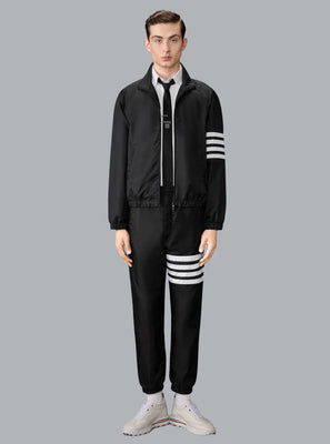 SHINY RIPSTOP RAGLAN 4-BAR TRACK JACKET BLACK