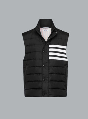 SHINY RIPSTOP LIGHTWEIGHT DOWN FILLED 4-BAR VEST BLACK