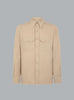 cotton linen light drill military fit shirt beige