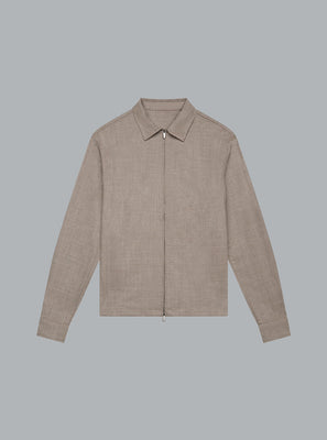 FLANNEL STRETCH OVERSHIRT LIGHT BEIGE